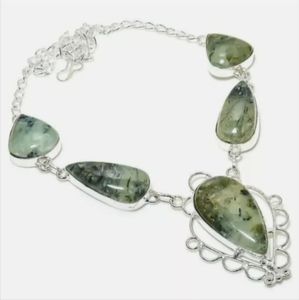 Elegant Silver and Green Stone Necklace